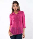 Camisa Feminina em Chifffon Manga 3/4