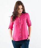 Camisa Feminina Manga 3/4 em Chiffon
