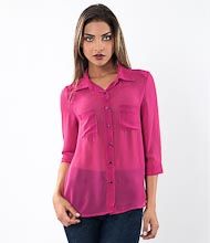 Camisa Feminina em Chifffon Manga 3/4